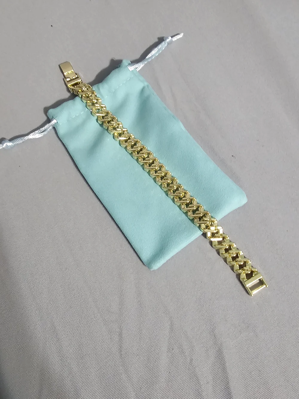 Stainless Steel, Gold Plated, 8in Mens Bracelet Iced Out.
